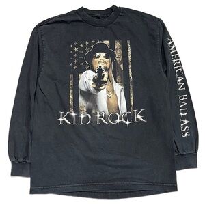 Vintage Y2K Kid Rock American Badass Long Sleeve Shirt Black